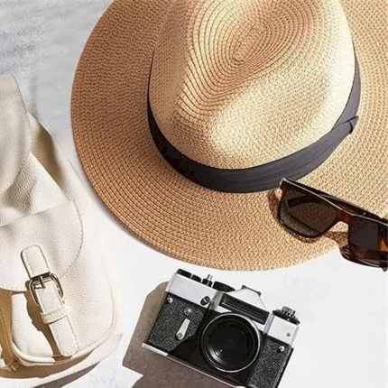 Women's Hat Straw Hat Sun Hat Portable Windproof Breathable Street Daily Weekend Splice Pure Color 2025 - Image 5