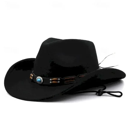 Men's Kentucky Derby Hat Sun Hat Cowboy Hat Fedora Trilby Hat Black Wine Woolen Vintage Style Fashion 18th Century State of Texas Daily Theme Party So - Image 4