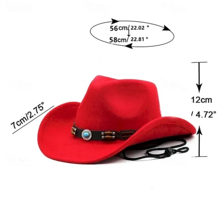 Men's Kentucky Derby Hat Sun Hat Cowboy Hat Fedora Trilby Hat Black Wine Woolen Vintage Style Fashion 18th Century State of Texas Daily Theme Party So - Image 3