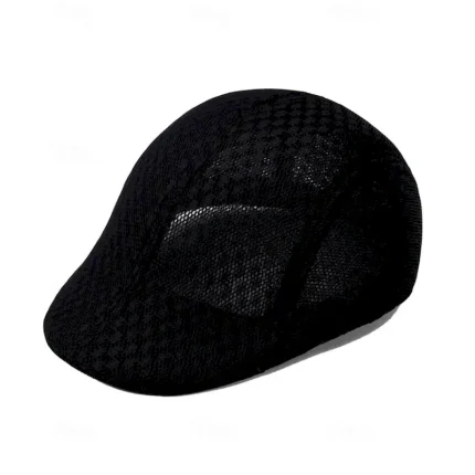 Men's Flat Cap Black White Polyester Travel Beach Vacation Beach Plain Sunscreen 2025 - Image 4