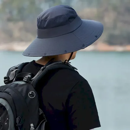 Men's Bucket Hat Sun Hat Fishing Hat Boonie hat Hiking Hat Navy Blue Light Grey Polyester Streetwear Stylish Casual Outdoor Daily Going out Plain UV S - Image 3