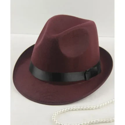 Men's Kentucky Derby Hat Fedora Hat Brim Hat Black Wine Woolen Fedoras events Festival Plain UV Sun Protection Sunscreen 2025 - Image 3