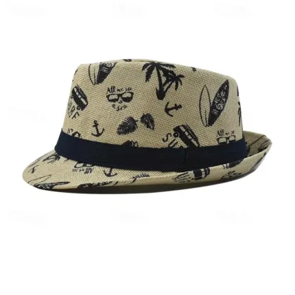 Men's Kentucky Derby Hat Sun Hat Party Hat Dress Hat White khaki Cotton Fashion Casual Street Daily Coconut Tree Sunscreen Breathable 2025 - Image 5