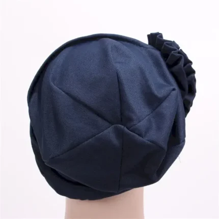 Women's Hats Spring Summer Plain Color Floral Beanie Hat Muslim Stretch Turban Hat Cap Hair Loss Headwear Hijab Cap 2025 - Image 3