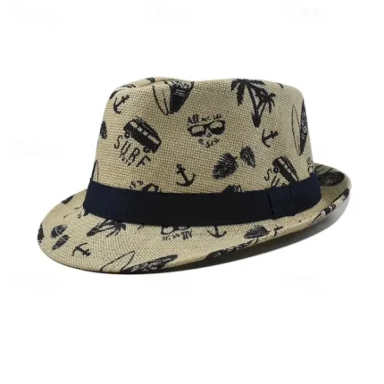 Men's Kentucky Derby Hat Sun Hat Party Hat Dress Hat White khaki Cotton Fashion Casual Street Daily Coconut Tree Sunscreen Breathable 2025 - Image 2