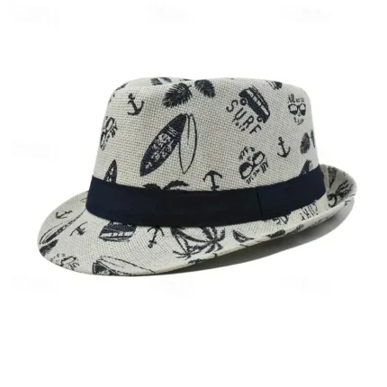 Men's Kentucky Derby Hat Sun Hat Party Hat Dress Hat White khaki Cotton Fashion Casual Street Daily Coconut Tree Sunscreen Breathable 2025