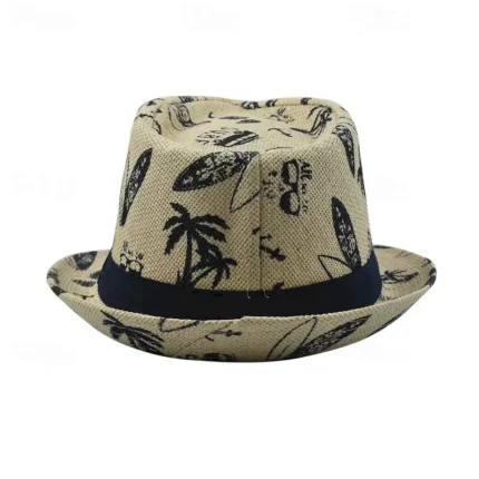 Men's Kentucky Derby Hat Sun Hat Party Hat Dress Hat White khaki Cotton Fashion Casual Street Daily Coconut Tree Sunscreen Breathable 2025 - Image 6