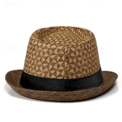 Men's Kentucky Derby Hat Sun Hat Bowler Hat Black khaki Licorice Fashion Casual Street Daily Color Block Geometic Sunscreen Breathable 2025 - Image 4