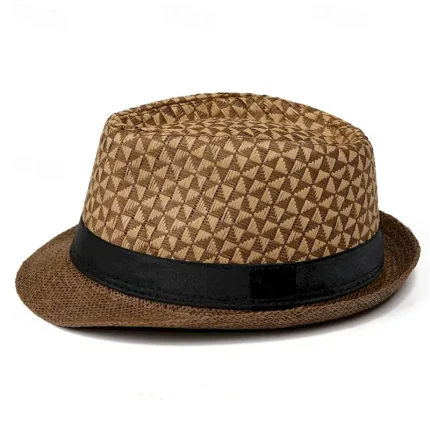 Men's Kentucky Derby Hat Sun Hat Bowler Hat Black khaki Licorice Fashion Casual Street Daily Color Block Geometic Sunscreen Breathable 2025 - Image 3
