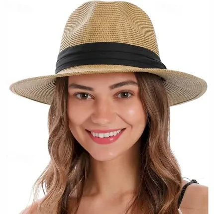 Women's Hat Straw Hat Sun Hat Portable Windproof Breathable Street Daily Weekend Splice Pure Color 2025 - Image 6