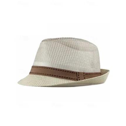 Men's Straw Hat Sun Hat Soaker Hat Safari Hat Gambler Hat Black Dark Navy Polycotton Mesh Stylish Casual Outdoor clothing Holiday Going out Plain Suns - Image 5