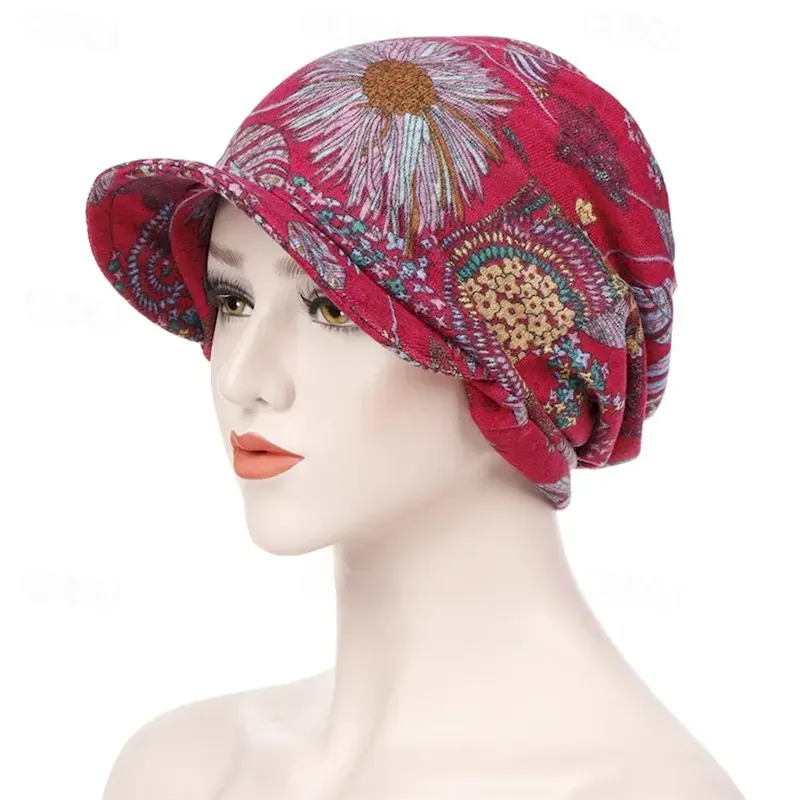 taccjc1657692177963-1.webp Women's Print Beanies Hat Female Autumn Winter Cotton Baseball Hats Ponytail Vintage Warm Turban Cap Visors Caps 2025 - Image 1