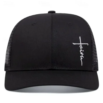 Men's Snapback Hat Baseball Cap Sun Hat Trucker Hat Mesh Cap khaki Gray Cotton Adjustable Fashion Daily Wear Festival Faith Solid / Plain Color Casual - Image 3