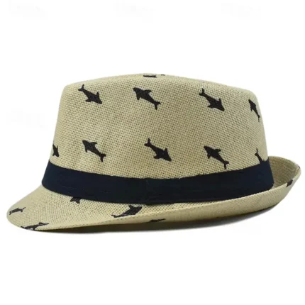 Men's Kentucky Derby Hat Sun Hat Party Hat White khaki Cotton Fashion Casual Street Daily Fish Sunscreen Breathable 2025 - Image 5