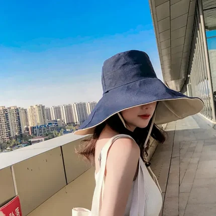 Sun Hat Hiking Hat Wide Brim Summer Outdoor Sunscreen Breathable Sweat wicking Hat 15cm double-sided khaki + beige 15cm double-sided red + beige 15cm - Image 5