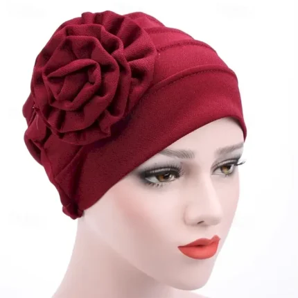 Women's Hats Spring Summer Plain Color Floral Beanie Hat Muslim Stretch Turban Hat Cap Hair Loss Headwear Hijab Cap 2025 - Image 6