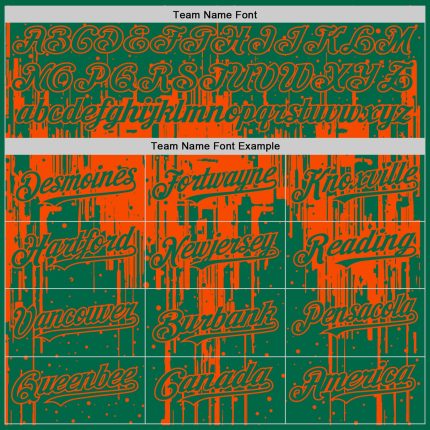 Custom Kelly Green Orange 3D Pattern Design Dripping Splatter Art Authentic Baseball Jersey - Image 4