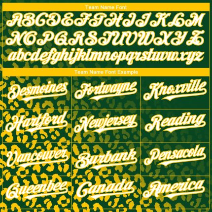 Custom Kelly Green White-Yellow 3D Pattern Design Leopard Print Fade Fashion Authentic Baseball Jersey - Image 4
