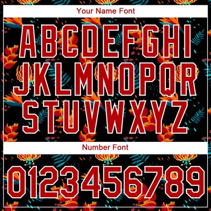 Custom Black Red-White 3D Pattern Design Tropical Hawaii Flower Performance T-Shirt - Image 4