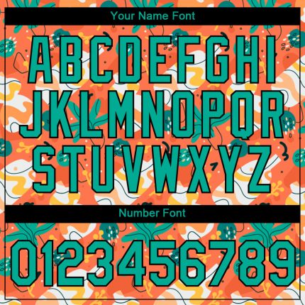 Custom Orange Aqua-Black 3D Pattern Design Abstract Doodle Performance T-Shirt - Image 4