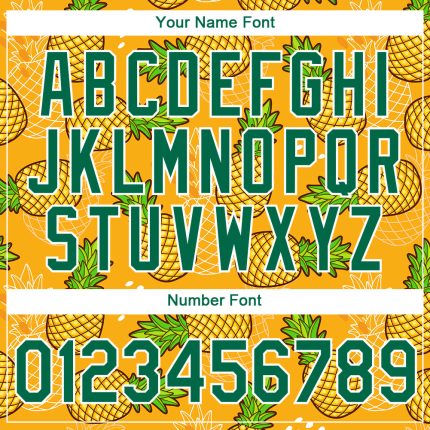 Custom Gold Kelly Green-White 3D Pattern Design Tropical Pineapple Performance T-Shirt - Image 4