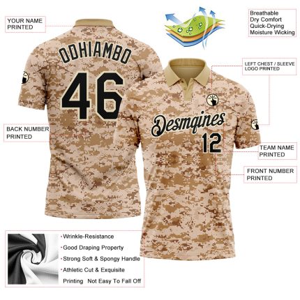Custom Camo Black-Cream Performance Salute To Service Golf Polo Shirt - Image 3