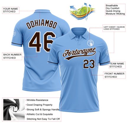 Custom Light Blue Brown-White Performance Vapor Golf Polo Shirt - Image 3