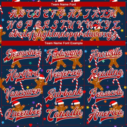 Custom Navy Red-White Christmas 3D Bomber Full-Snap Varsity Letterman Jacket - Image 4