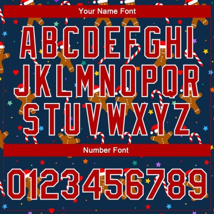 Custom Navy Red-White Christmas 3D Bomber Full-Snap Varsity Letterman Jacket - Image 5