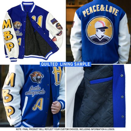 Custom Shadow Blue Teal Navy-Gray Classic Western Plaid 3D Pattern Design Bomber Full-Snap Varsity Letterman Jacket - Image 3