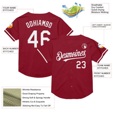 Custom Maroon White Mesh Authentic Throwback Baseball Jersey - Image 3