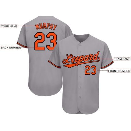 Custom Gray Orange-Black Baseball Jersey - Image 3