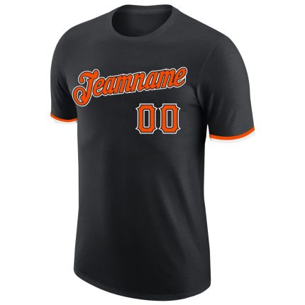 Custom Black Orange-White Performance T-Shirt - Image 5