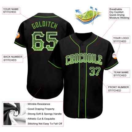 Custom Black Neon Green-White Authentic Drift Fashion Baseball Jersey - Image 3