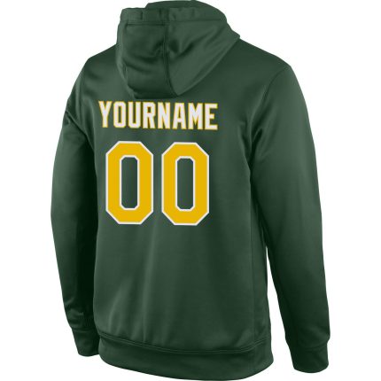 Custom Stitched Green Gold-White Sports Pullover Sweatshirt Hoodie - Image 3
