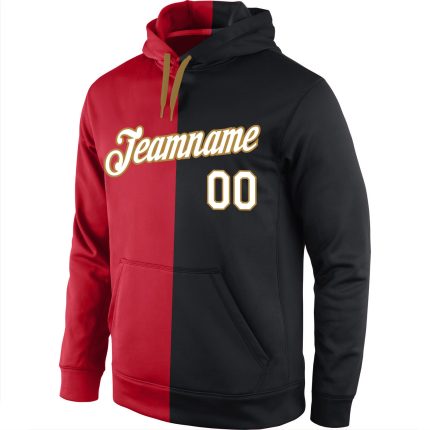 Custom Stitched Red White-Black Split Fashion Sports Pullover Sweatshirt Hoodie - Image 2